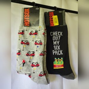 Hotsox NWT- Men's Size 10-13/ Fits shoe size 6-12.5-Golf Carts & Beer "Six Pack"